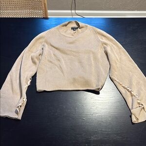 Topshop Beige Sweater with Braided Sleeves size 12 women’s